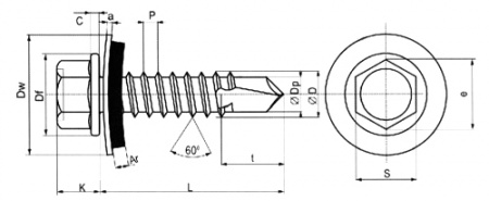 Саморез кровельный по металлу цветной KPcZPM R