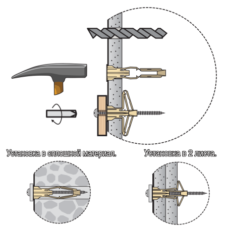 Дюбель нейлон д/пенобетона ЕВРО PLA